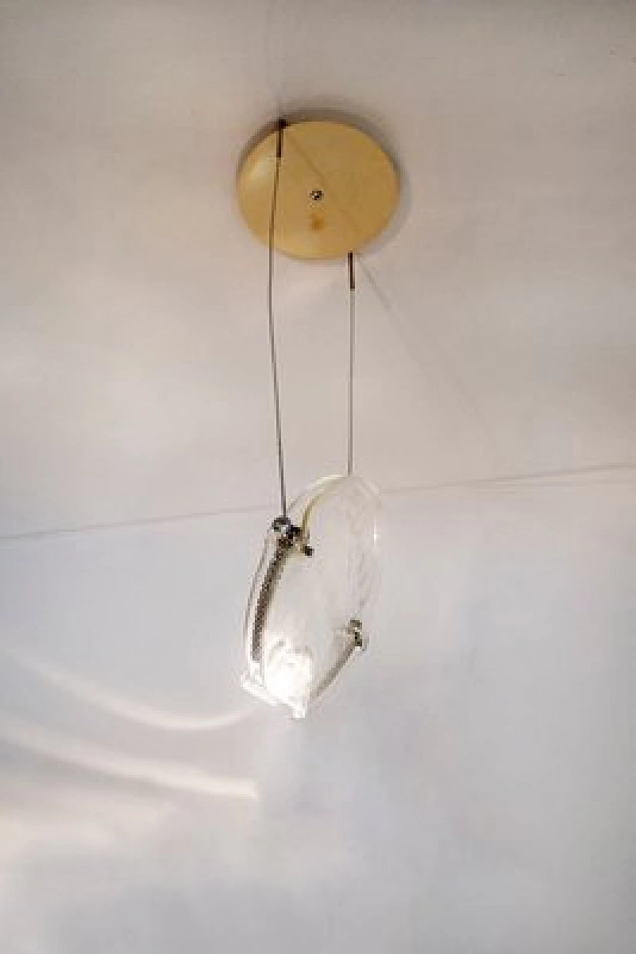 Glass ceiling lamp with cromed metal details by Saporiti, 1980s 2