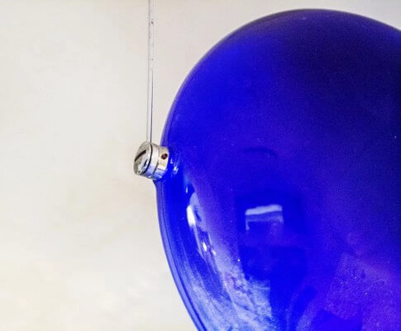 Blue glass ceiling lamp from Saporiti, 1980s 5