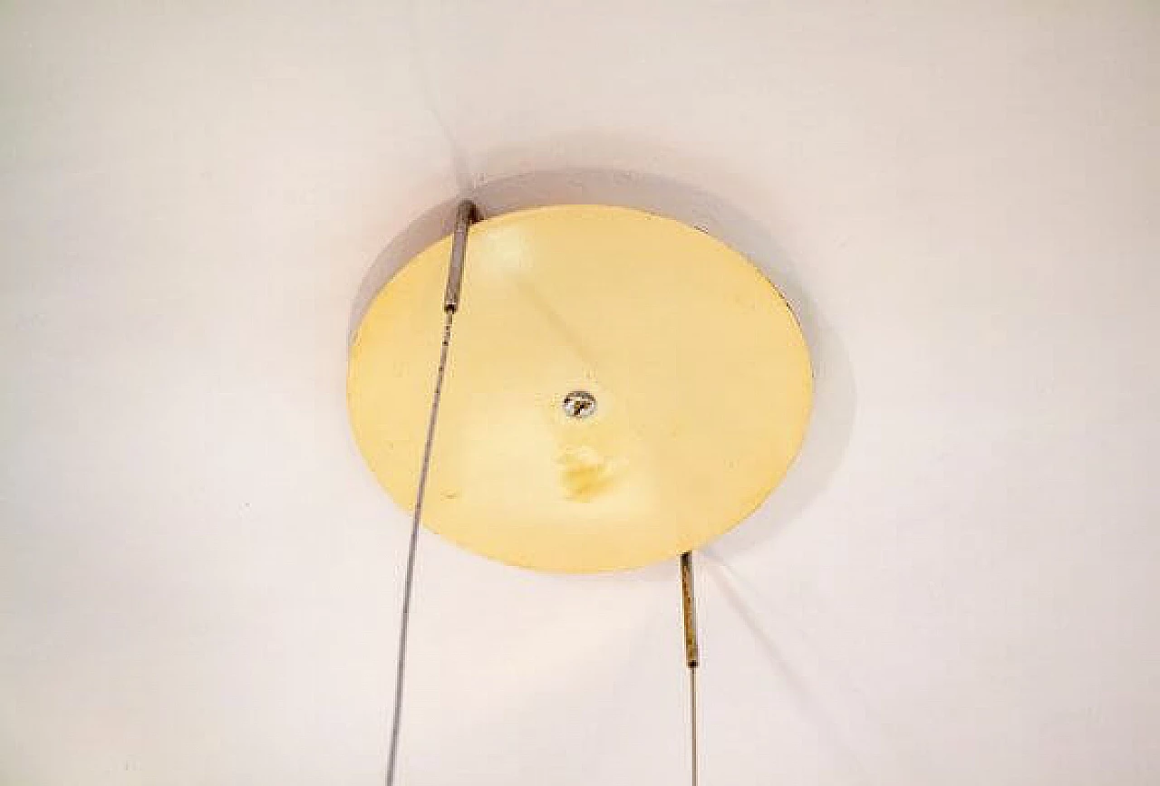 Glass ceiling lamp with cromed metal details by Saporiti, 1980s 5