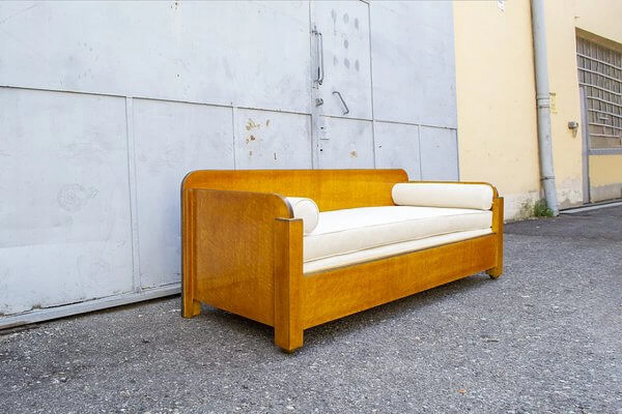 Wooden sofa with bronze details, 1930s 2