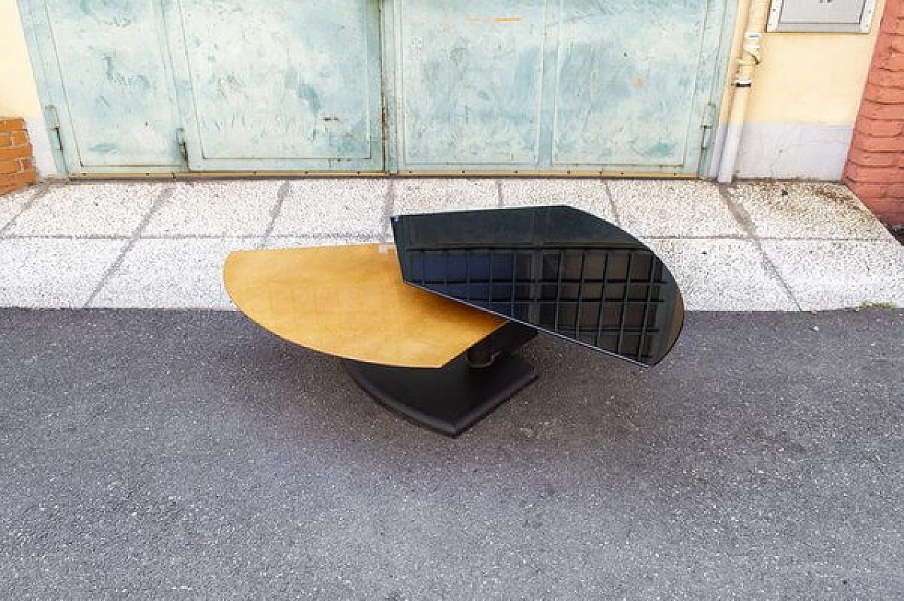 Wooden coffee table with cast iron base from Saporiti, 1970s 3