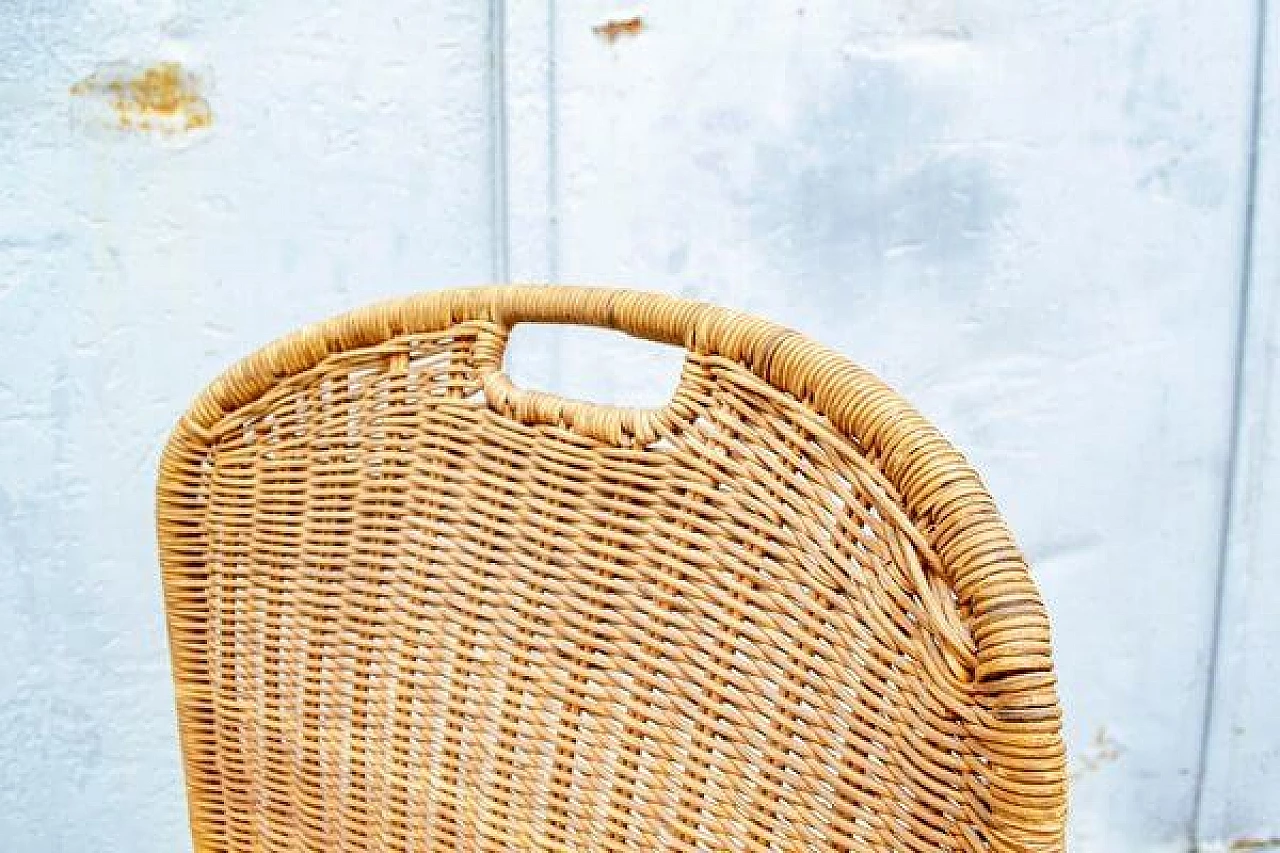 Pair of thatched and wooden chairs, 1960s 5