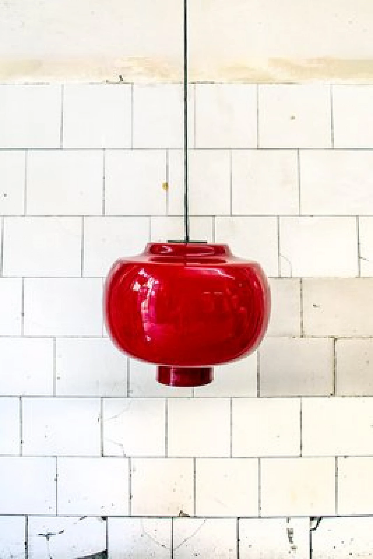 Ceiling lamp in red murano glass from Vistosi, 1950s 1