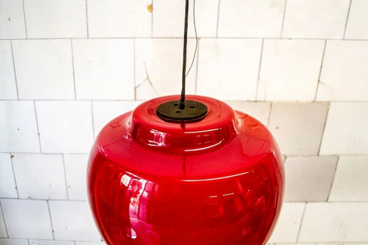 Ceiling lamp in red murano glass from Vistosi, 1950s 2