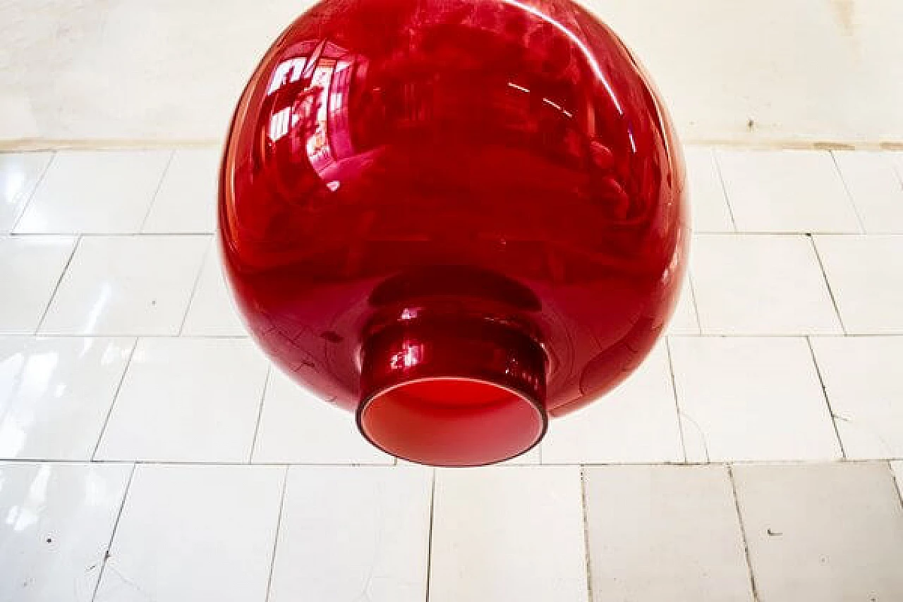 Ceiling lamp in red murano glass from Vistosi, 1950s 3