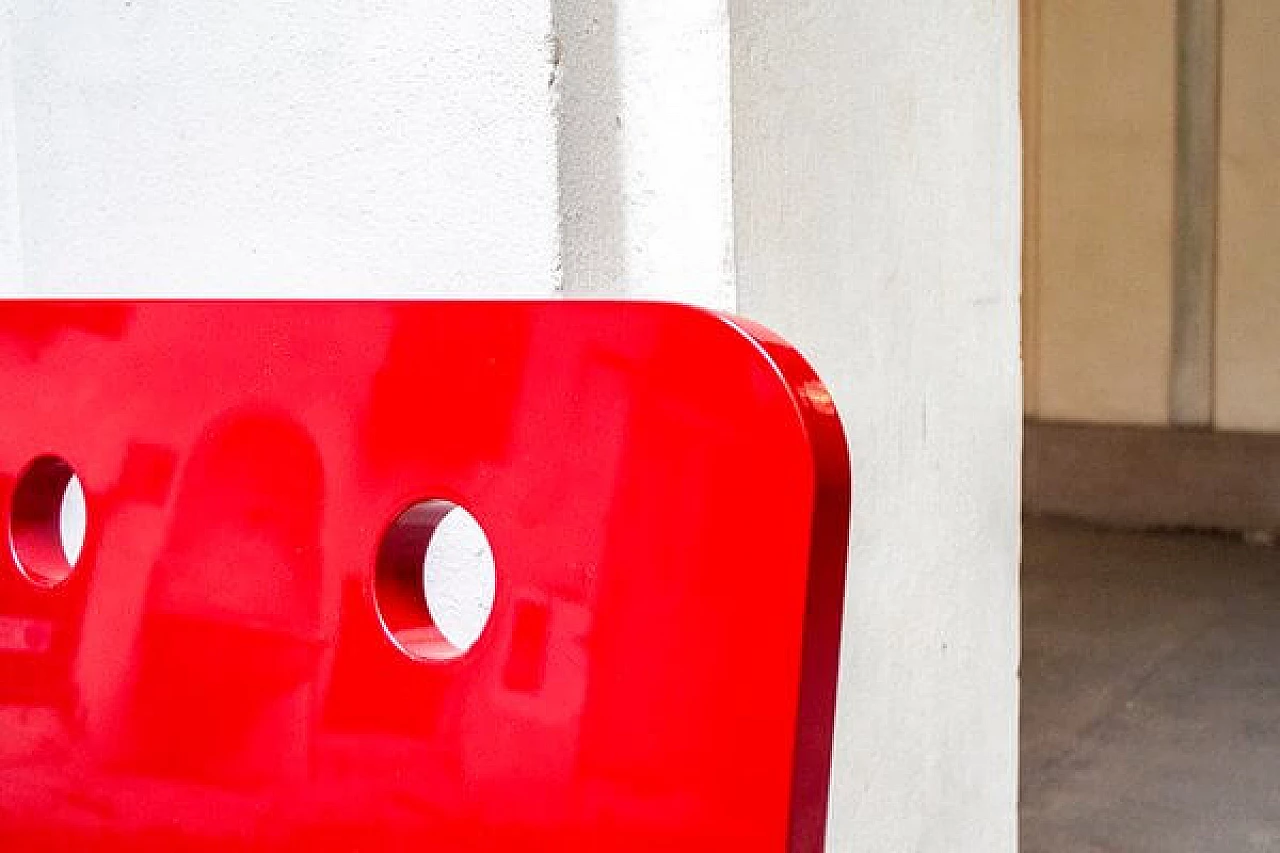 Red painted wooden bench from Alfa Romeo, 2000s 3