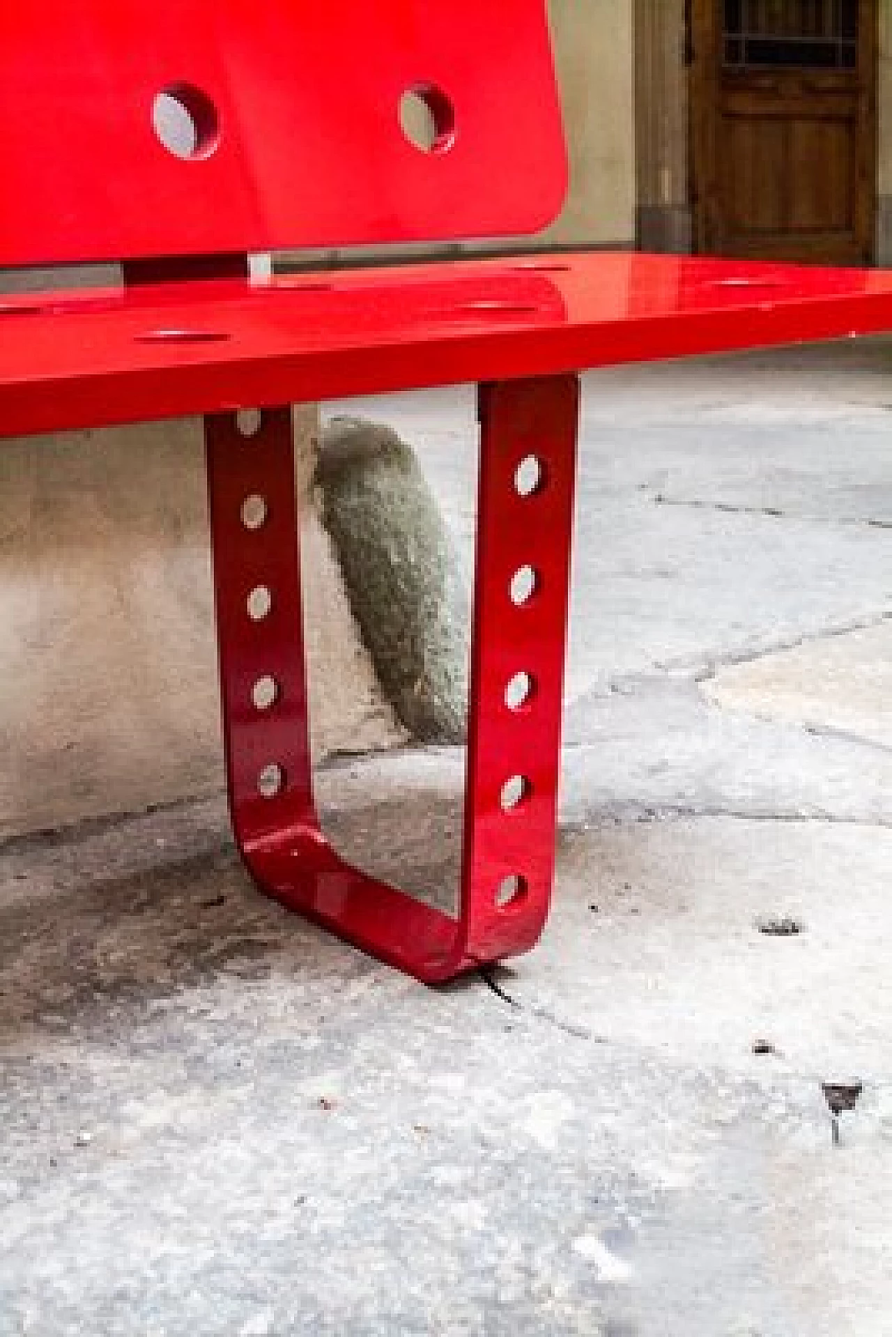 Red painted wooden bench from Alfa Romeo, 2000s 4