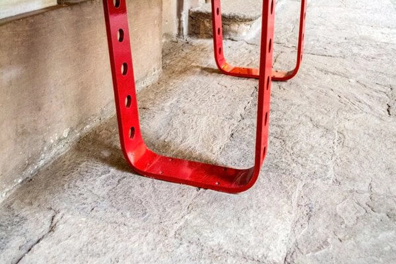 Red painted wooden bench from Alfa Romeo, 2000s 5