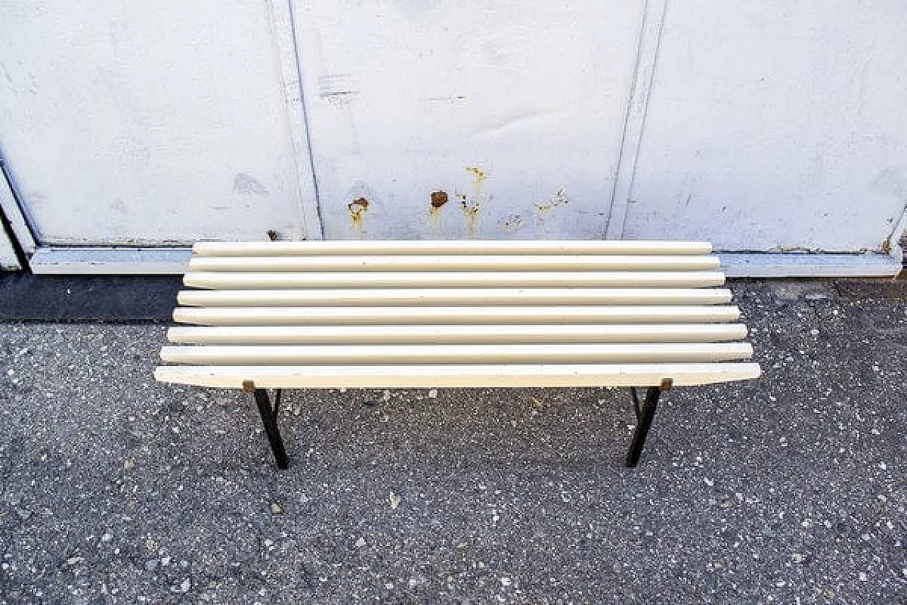 White wooden bench, 1950s 2