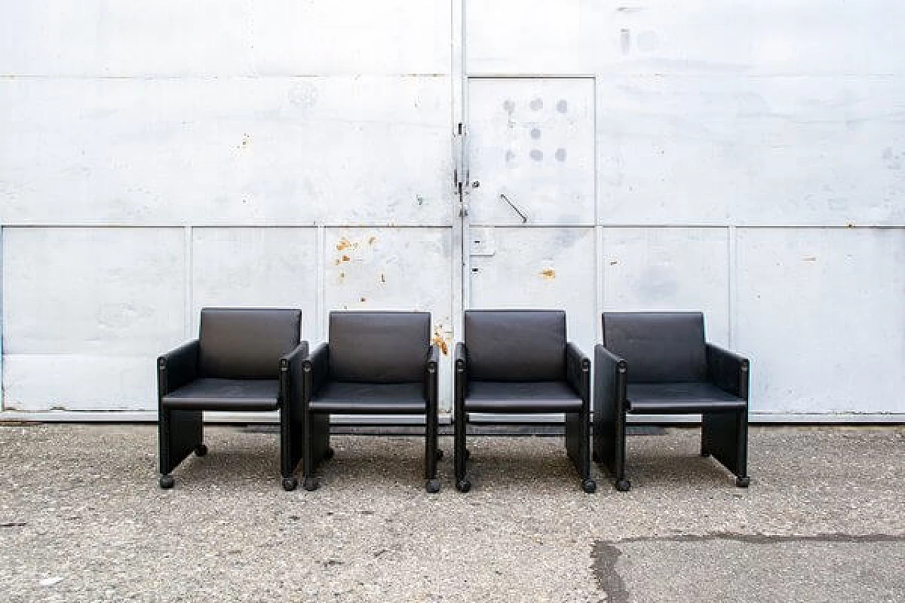 4 Leather Giulietta chairs by Tobia & Afra Scarpa, 1988 1