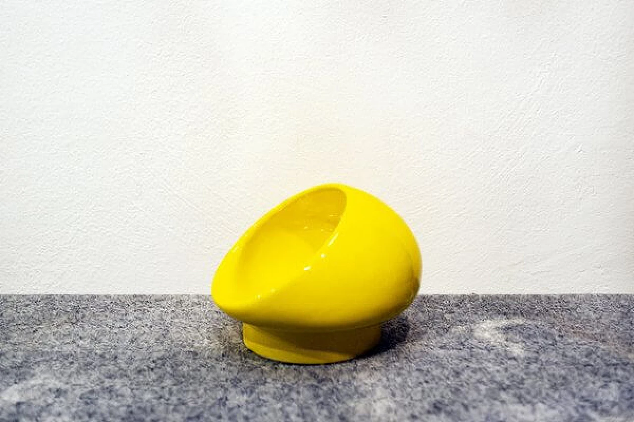 Vaso giallo in ceramica di Gabbianelli, anni '70 1