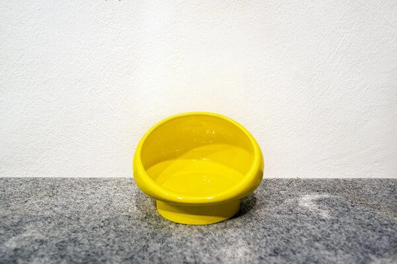 Vaso giallo in ceramica di Gabbianelli, anni '70 2