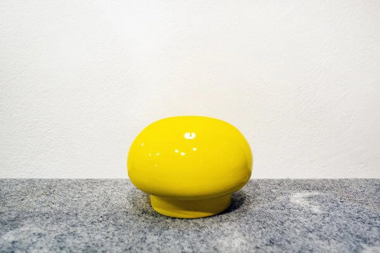 Vaso giallo in ceramica di Gabbianelli, anni '70 3