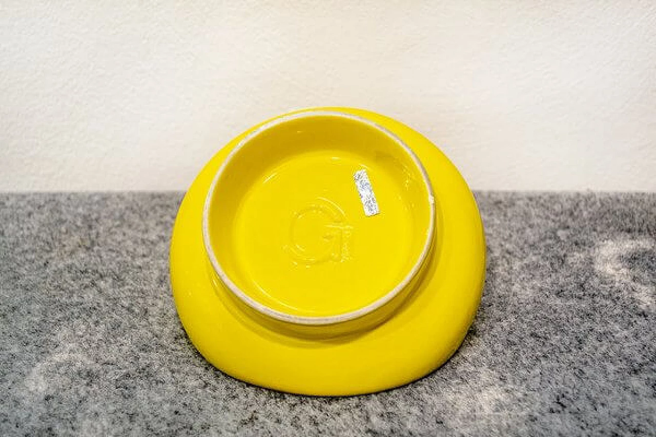 Vaso giallo in ceramica di Gabbianelli, anni '70 4