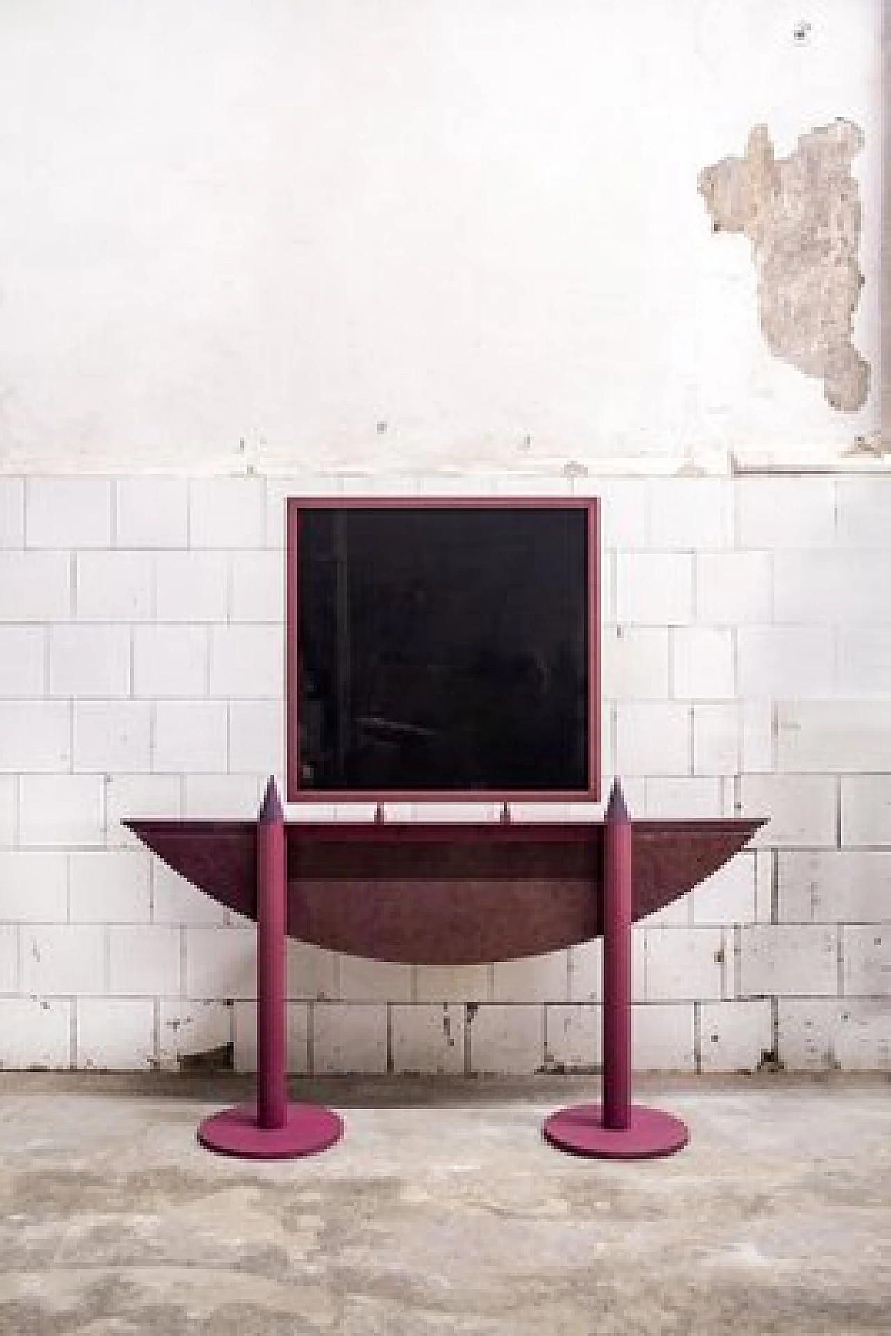 Consolle in radica di betulla con specchio di Saporiti, anni '80 3