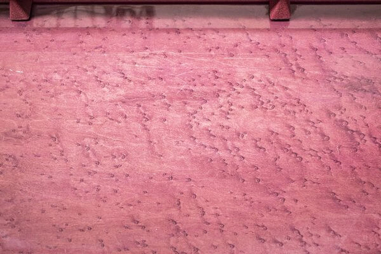 Consolle in radica di betulla con specchio di Saporiti, anni '80 4