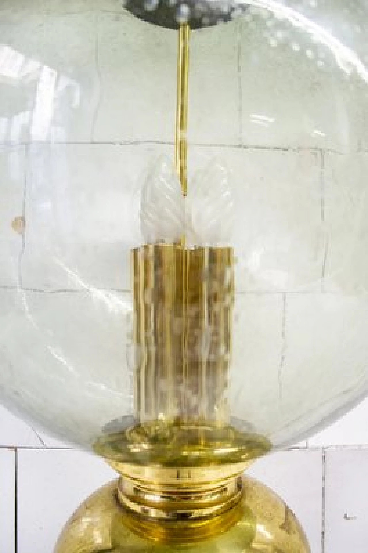 Lampada da tavolo in ottone e vetro soffiato di Luigi Caccia Dominioni, anni '60 4