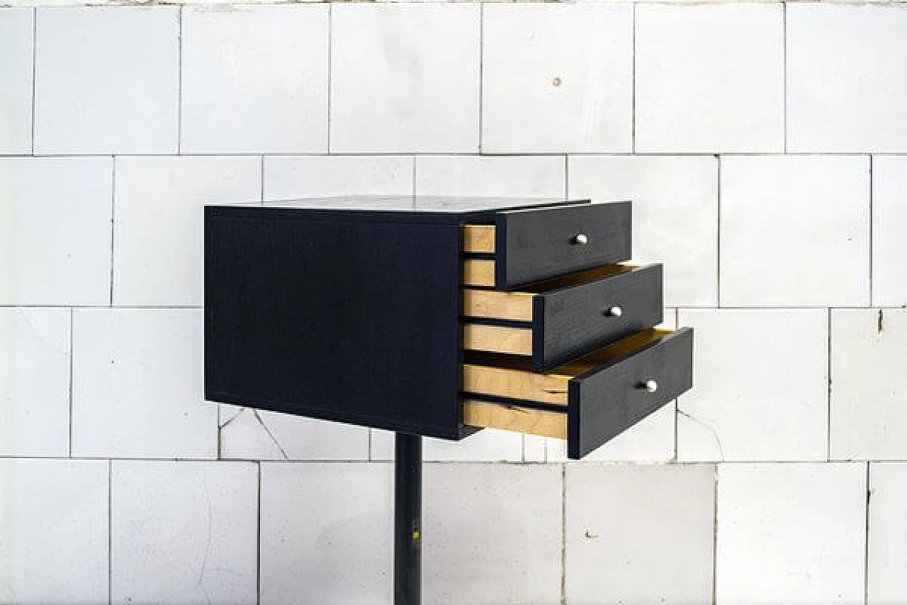 Bedside table in wood, painted iron with marble details by FORME Carrara, 1980s 3