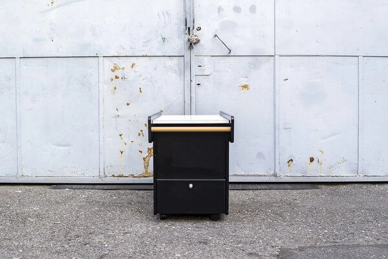 Carrello bar in legno laccato, anni '80 2