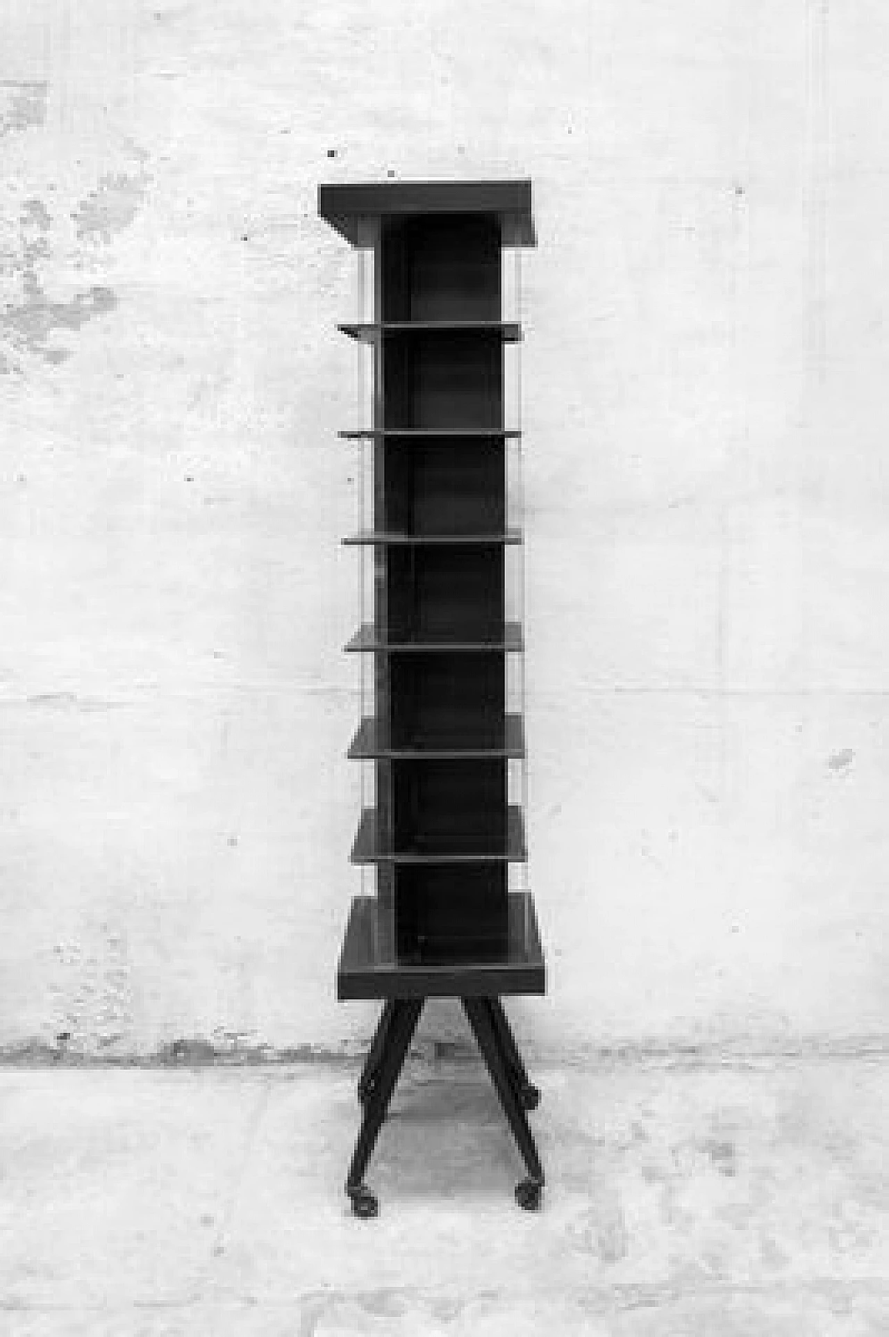 Iron bookcase and acrylic glass with wheels, 1960s 2