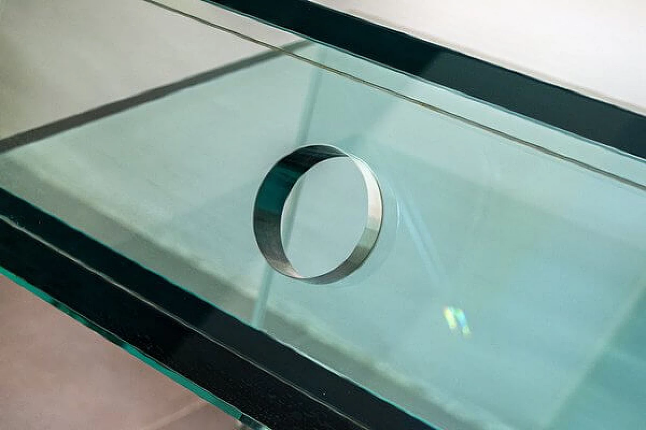 Consolle girevole in vetro nero e trasparente, anni '80 6