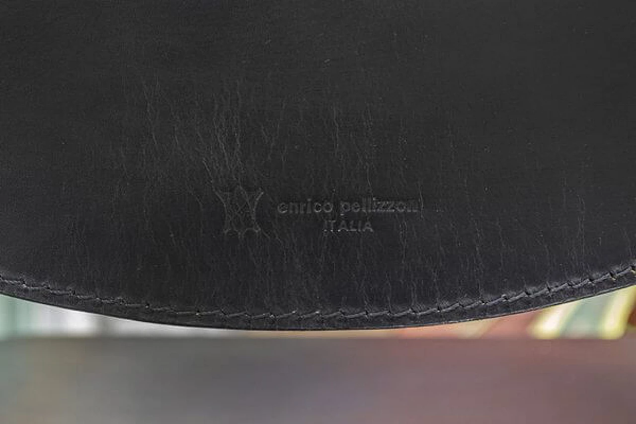 4 Sedie in pelle nera di Enrico Pellizzoni, anni '70 8