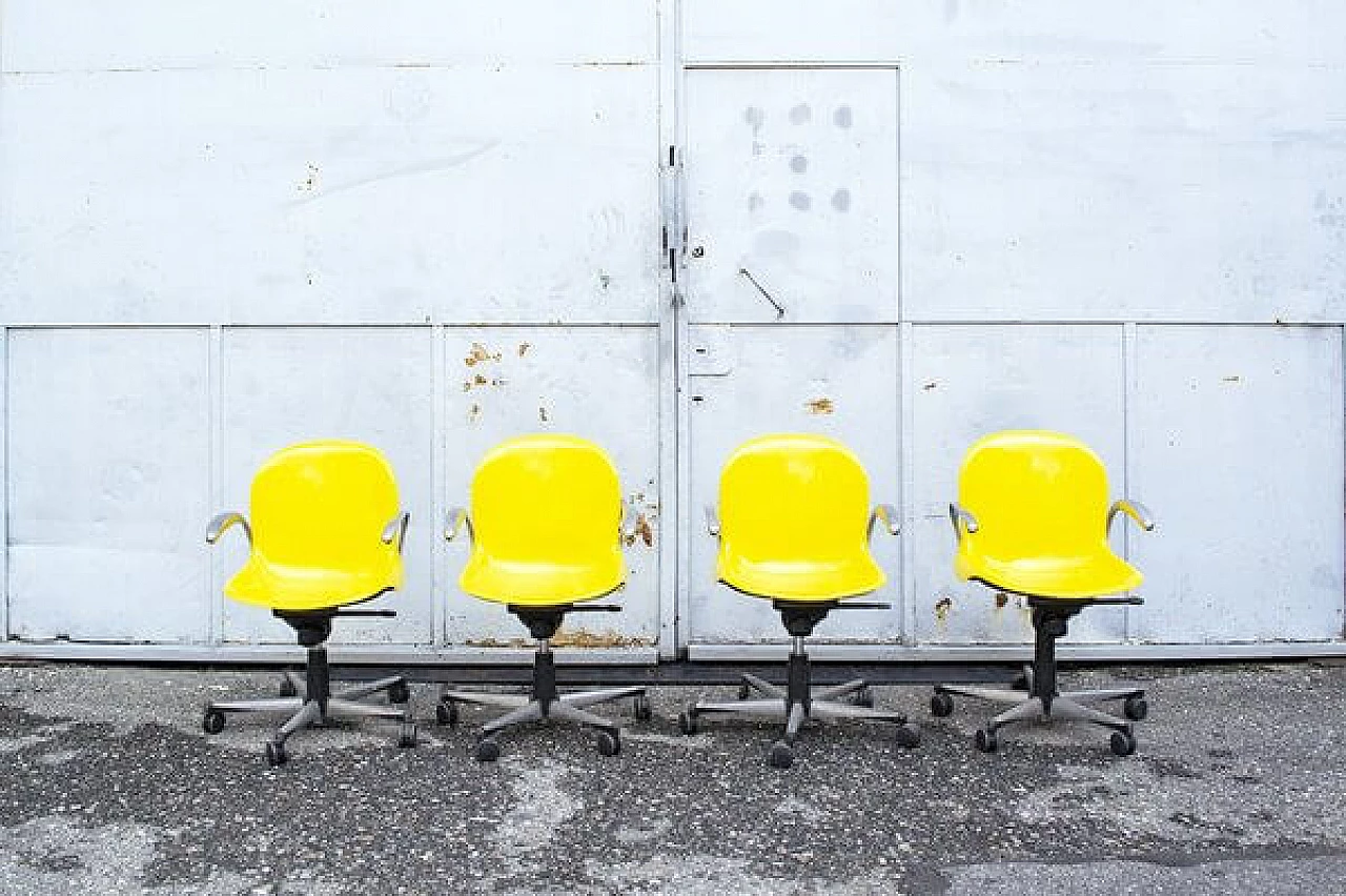 4 Sedie da ufficio Cadsana di Pier Luigi Gianfranchi per ICF De Padova, anni '70 1