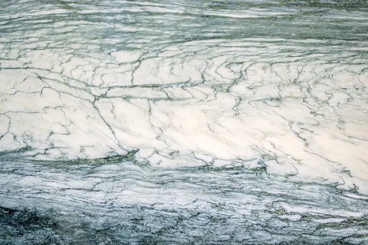 Tavolo rotondo in marmo verde con struttura a colonna, anni '70 2