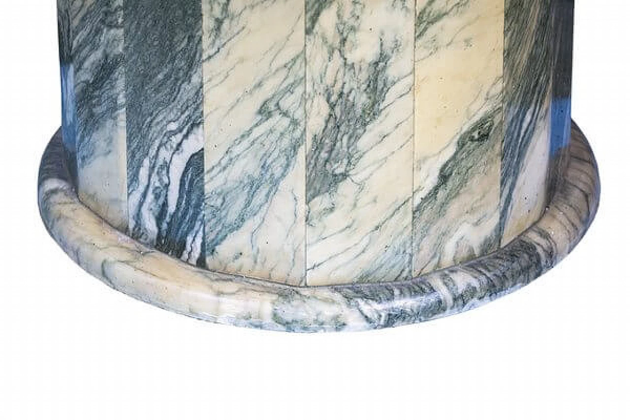 Tavolo rotondo in marmo verde con struttura a colonna, anni '70 5