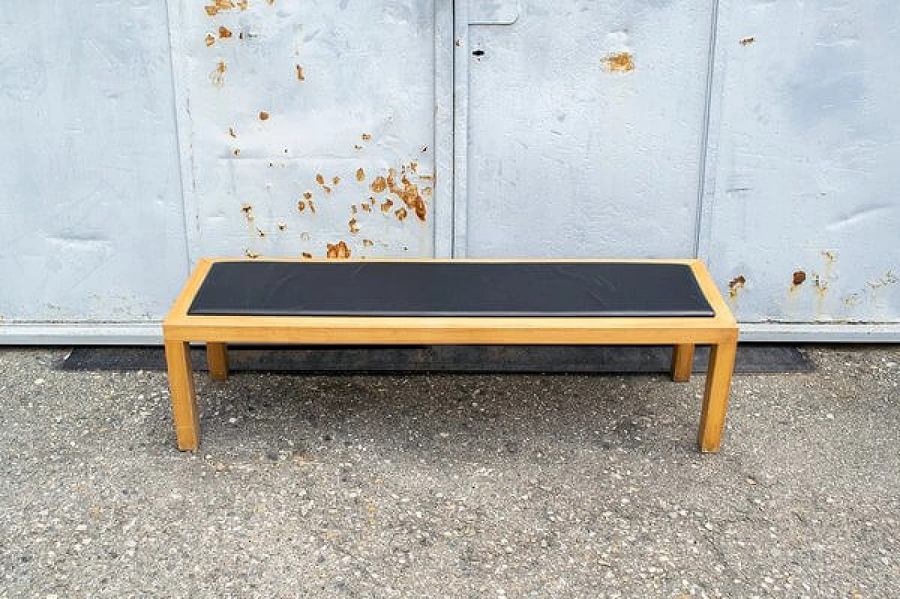Wooden bench with padded seat in leather by Salmistraro, 1980s 2