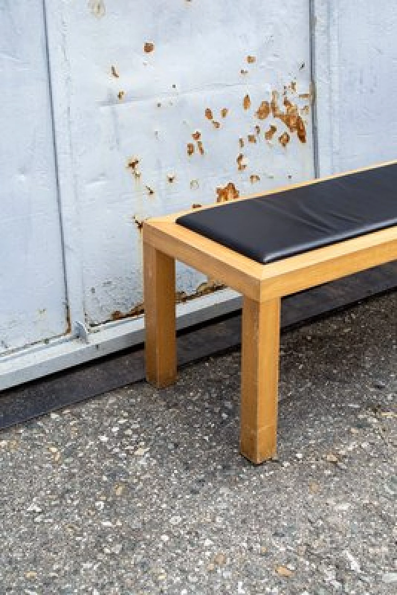 Wooden bench with padded seat in leather by Salmistraro, 1980s 3