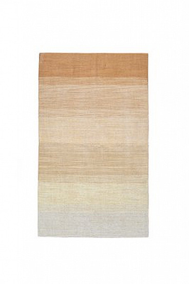 Beige striped cotton rug, 1970s