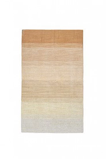 Beige striped cotton rug, 1970s