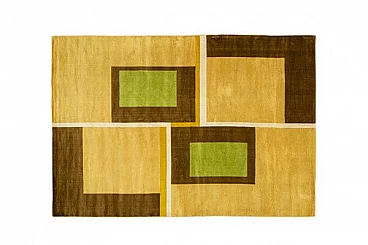 Wool rug with geometric designs, 1950s