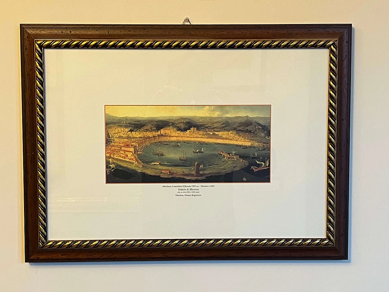 View of Messina, reproduction of Abraham Casembrot, color print, 1950s 1