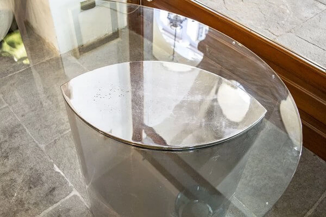Lunario table by Cini Boeri for Gavina chromed metal and glass, 1970s 5