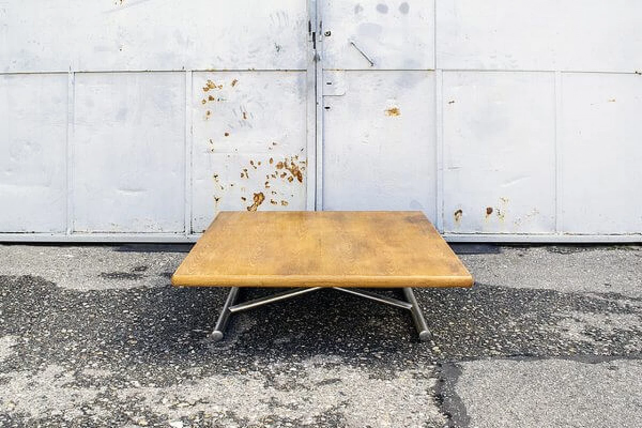 Tavolino regolabile in metallo e legno, anni '60 2