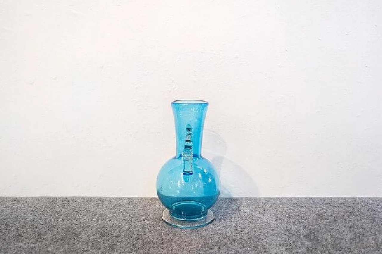 Vaso anfora blu in vetro di Murano, anni '50 2