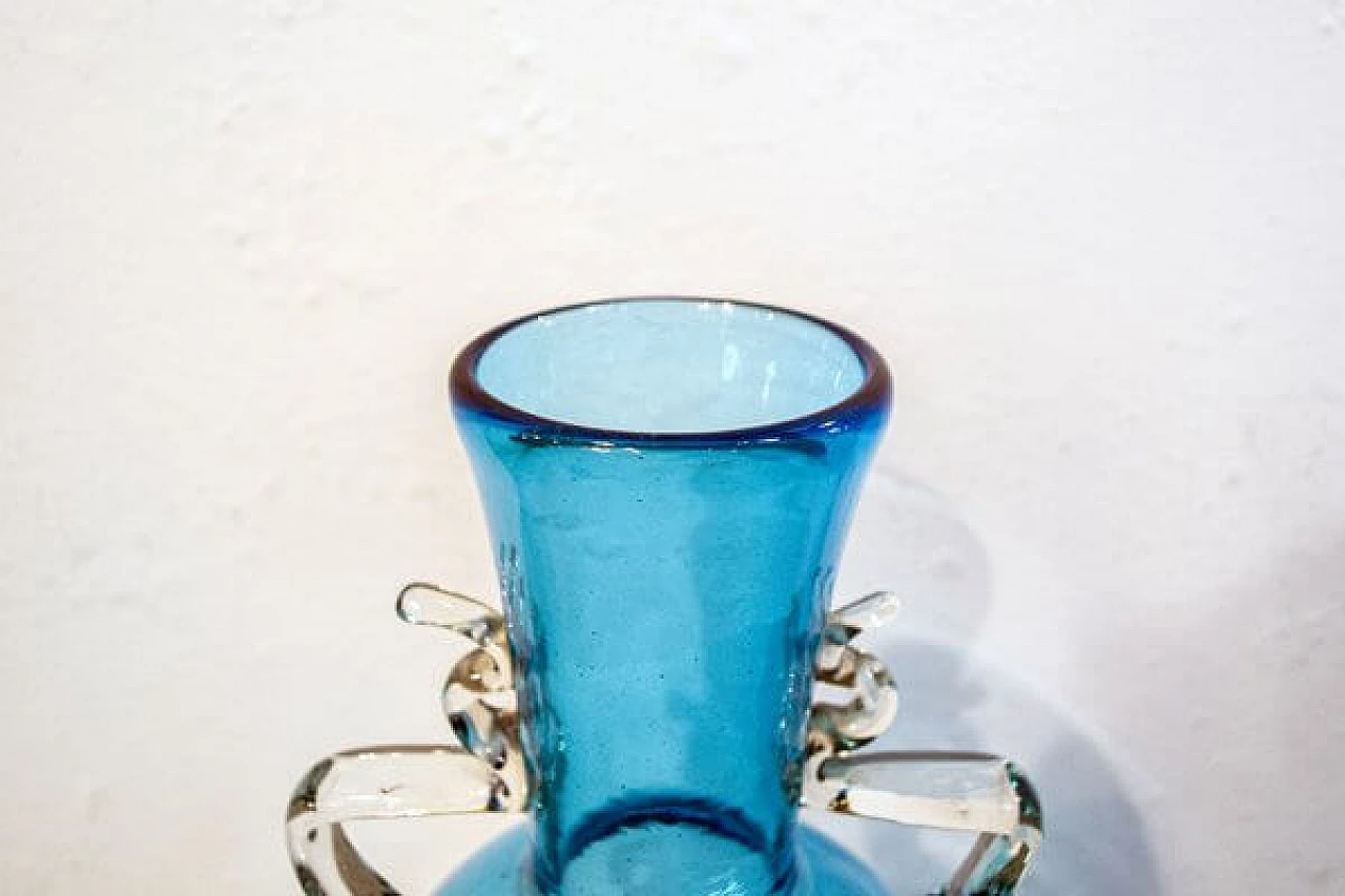Vaso anfora blu in vetro di Murano, anni '50 3