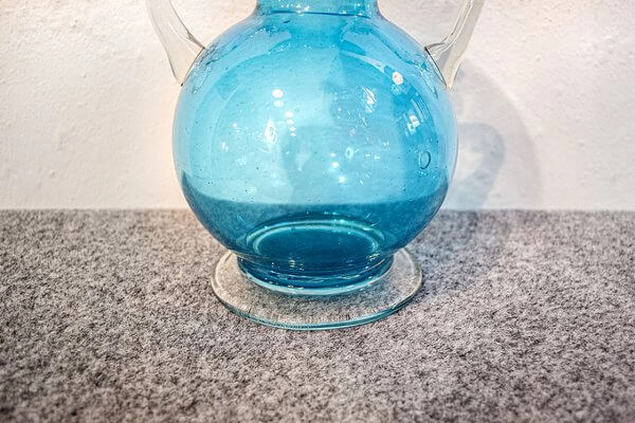 Vaso anfora blu in vetro di Murano, anni '50 4
