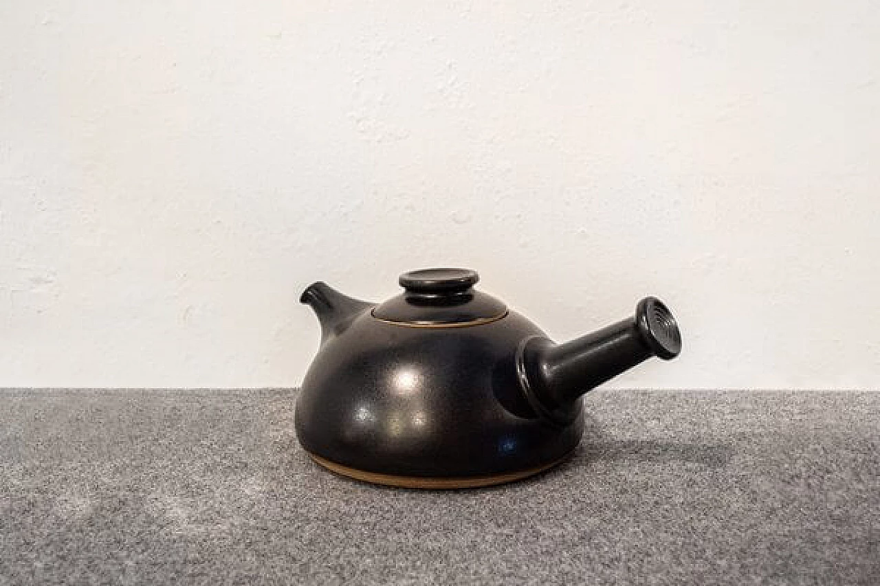 Black ceramic teapot by Franco Bucci for Laboratorio Pesaro, 1978 1