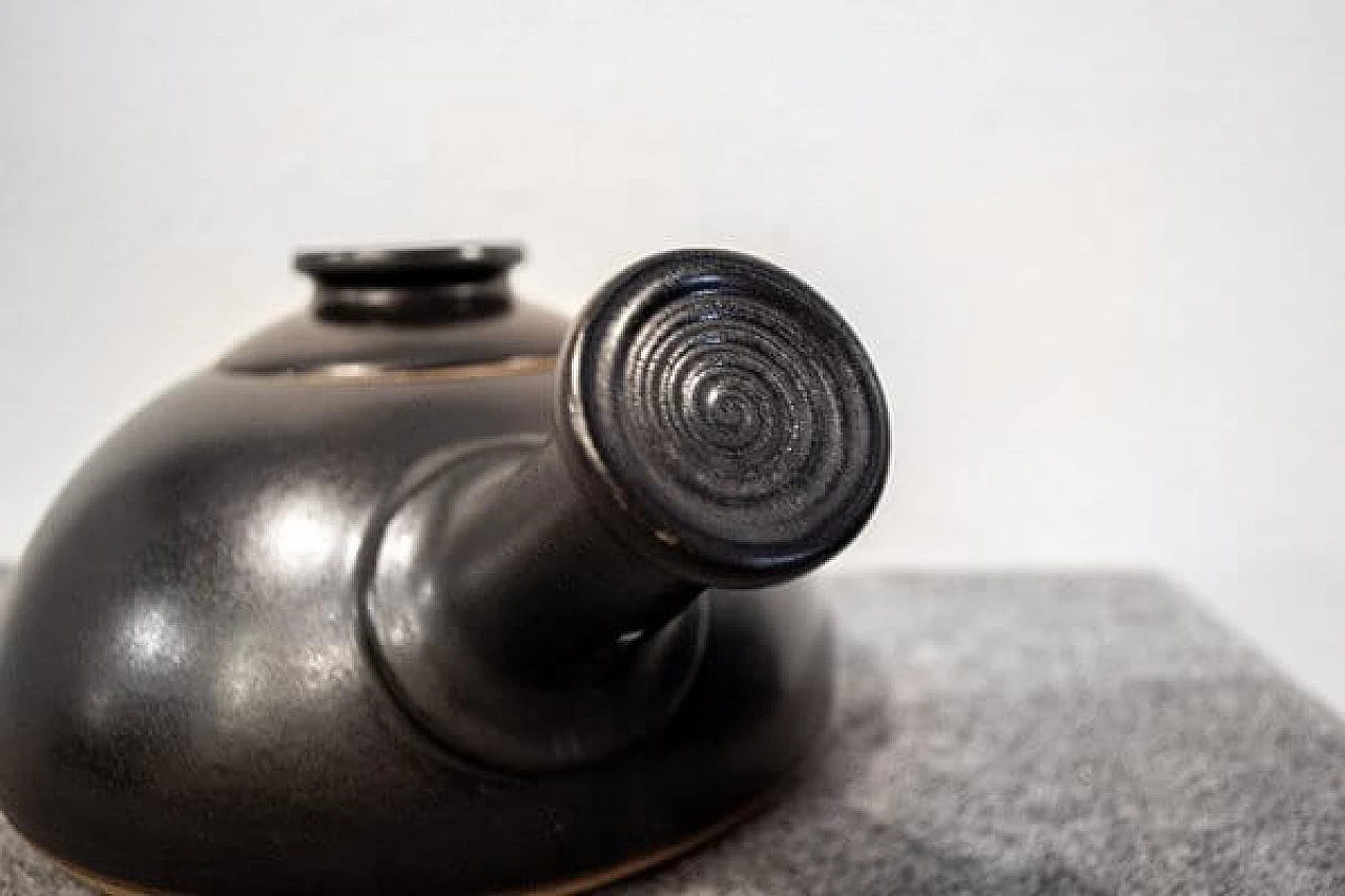 Black ceramic teapot by Franco Bucci for Laboratorio Pesaro, 1978 3