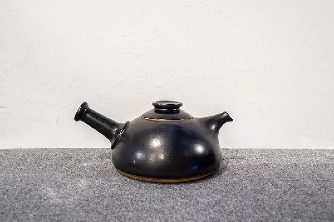 Black ceramic teapot by Franco Bucci for Laboratorio Pesaro, 1978 4