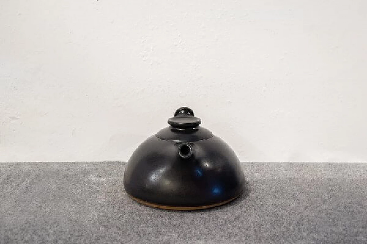 Black ceramic teapot by Franco Bucci for Laboratorio Pesaro, 1978 5