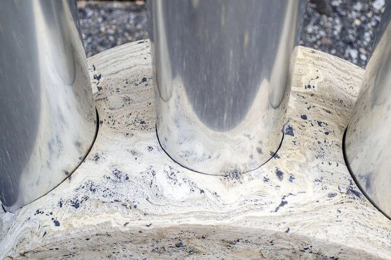 Travertine and aluminum umbrella stand, 1970s 5