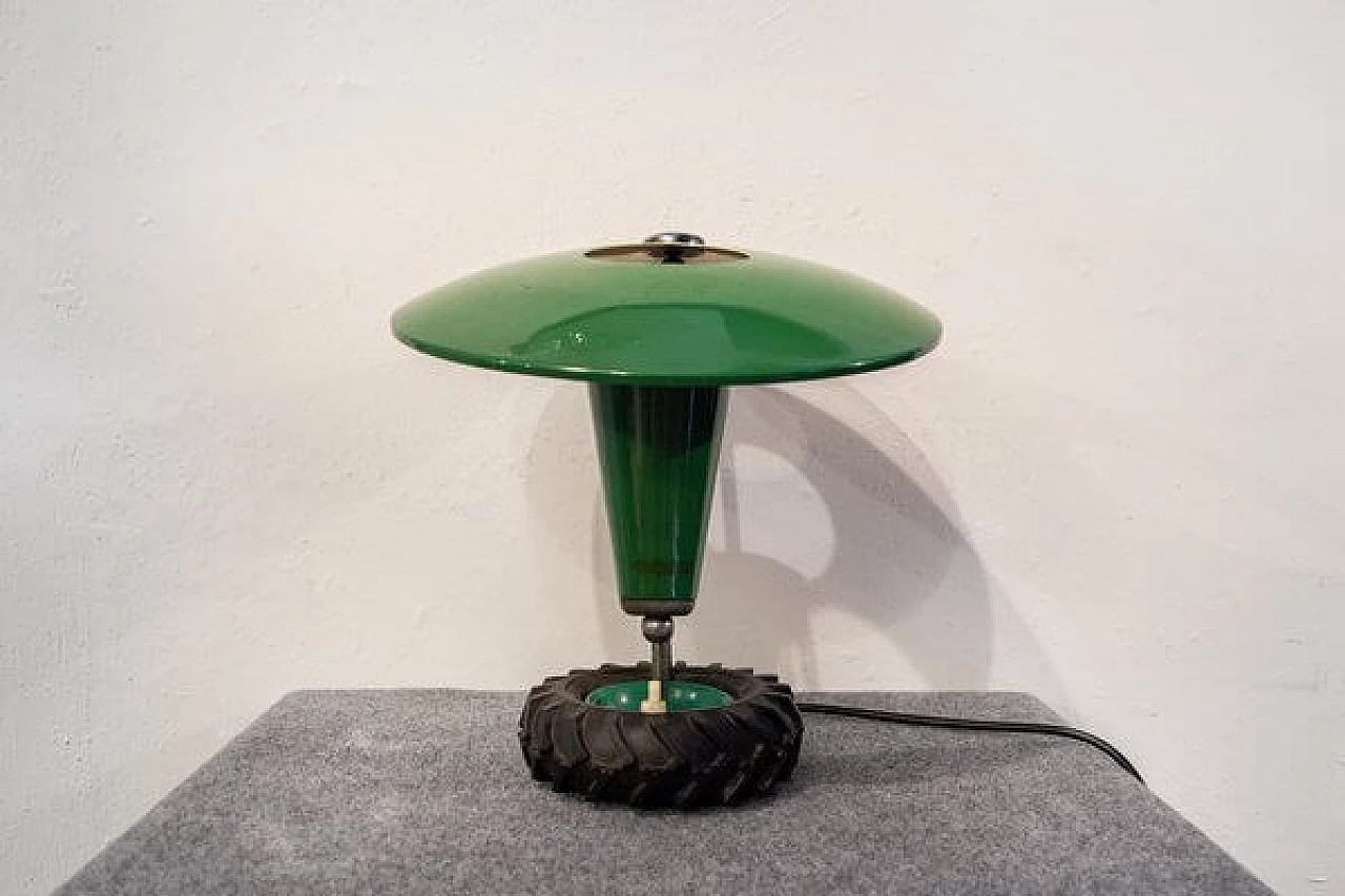 Lampada in alluminio laccato con base in gomma di Pirelli, anni '60 1
