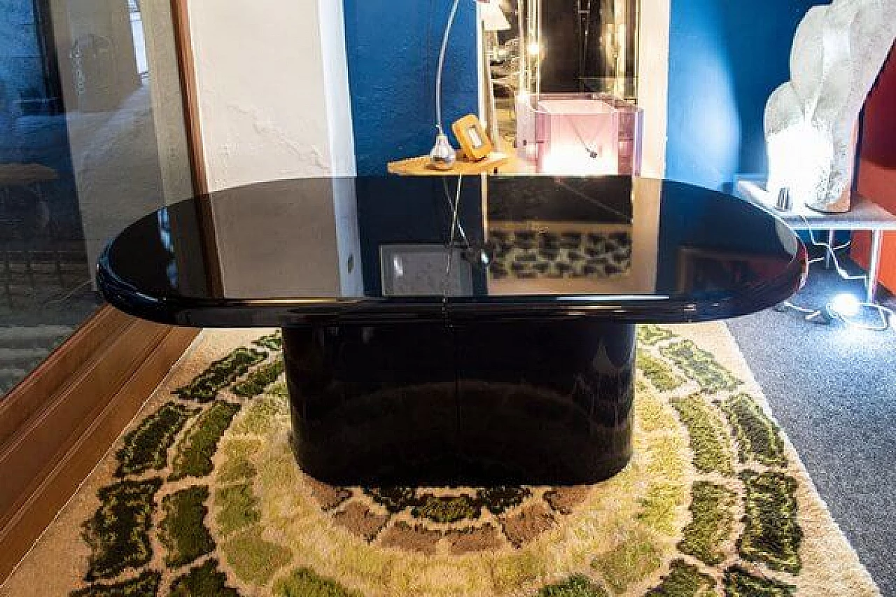 Black lacquered wood table, 1970s 1
