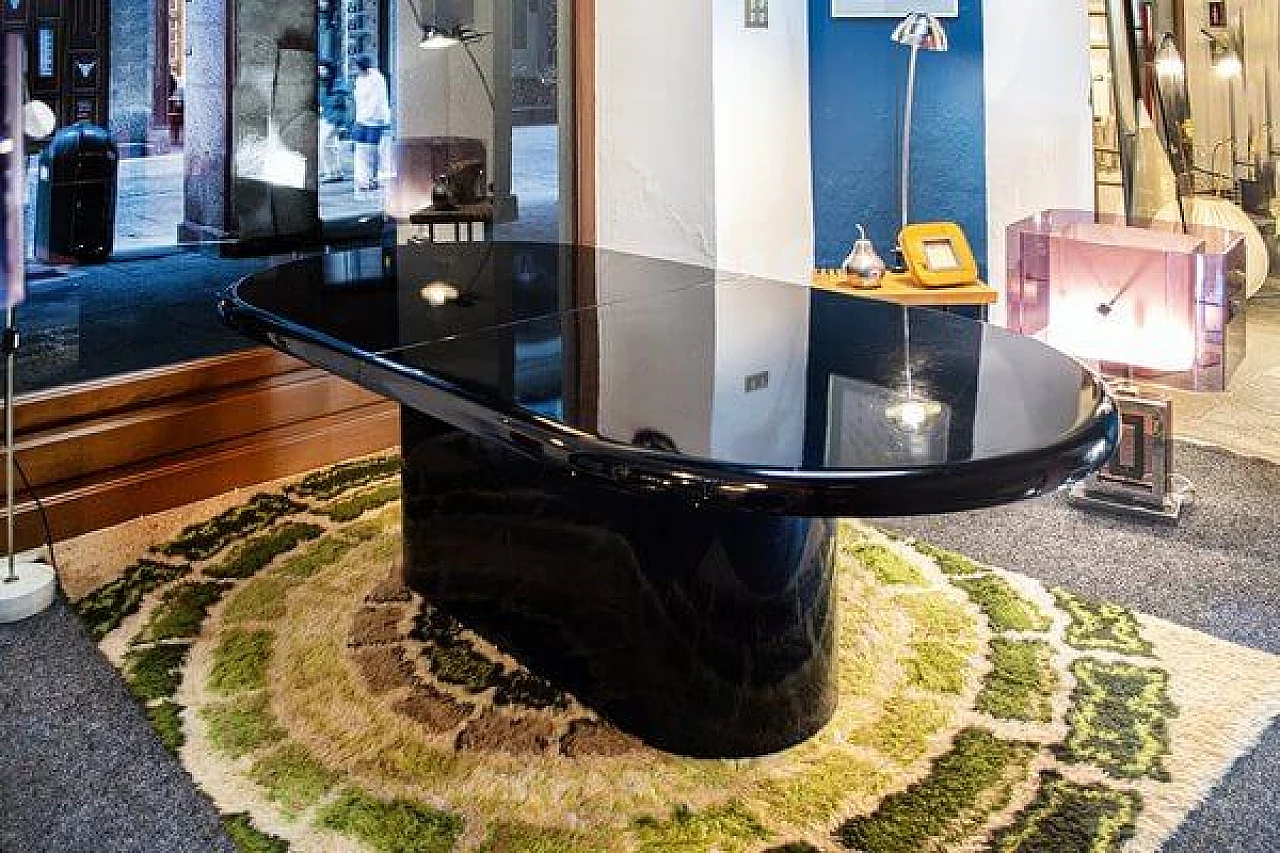 Black lacquered wood table, 1970s 2