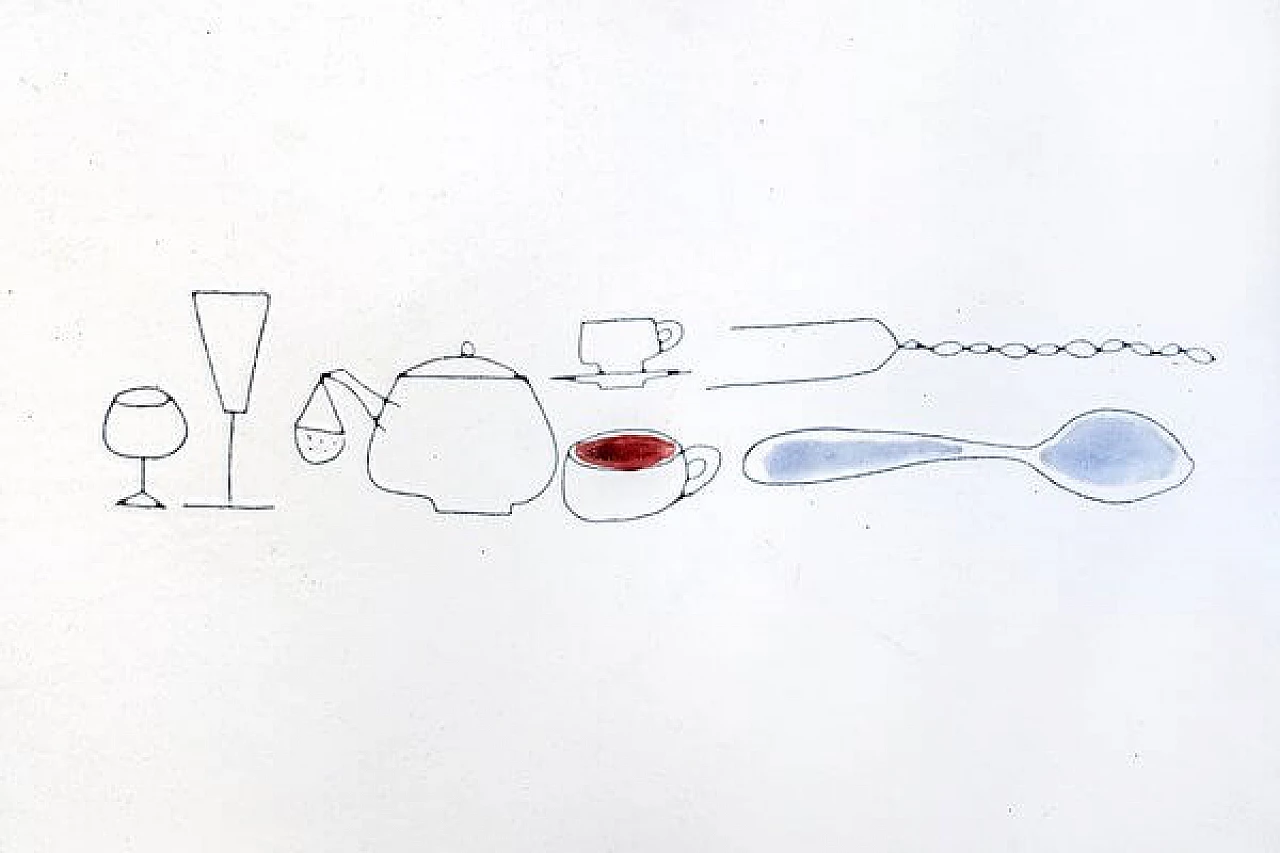 Wooden and metal bar cart with leather and enamel details, 1950s 5