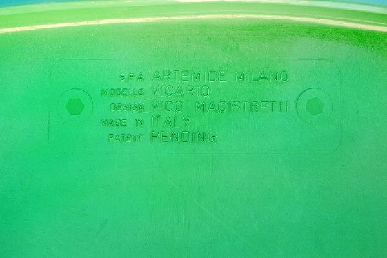 3 green Vicar armchairs by Vico Magistretti for Artemide, 1970s 7